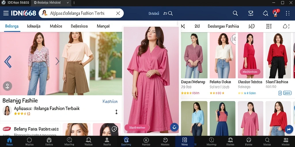 Tampilan antarmuka IDN668 yang menarik dan fungsional untuk belanja fashion.
