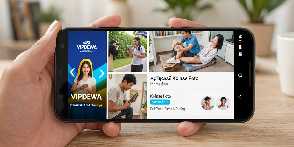 Antarmuka aplikasi VIPDEWA untuk membuat kolase foto yang menarik.